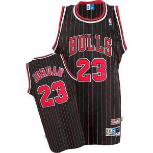 Men's Michael Jordan Chicago Bulls Adidas Authentic Black/Red Strip Throwback Jersey